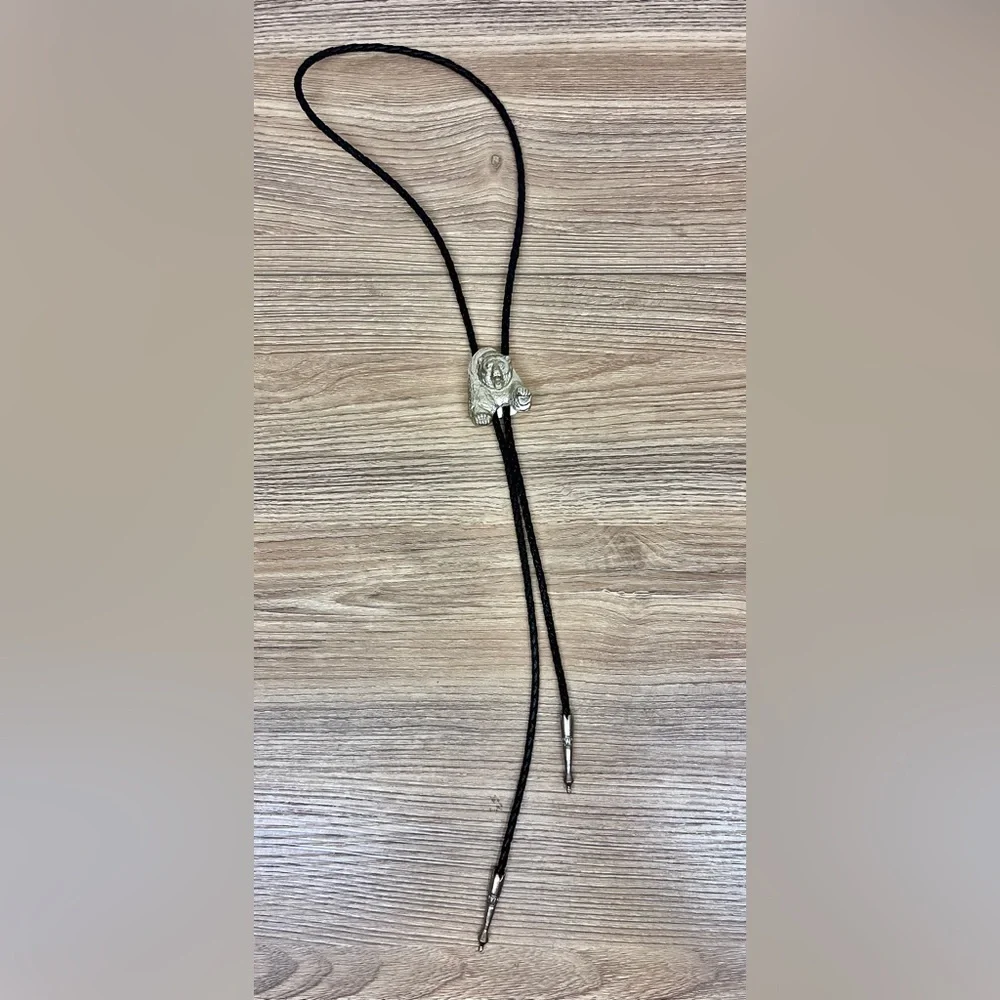 Silver Bear Vintage Western Rodeo Bolo Tie